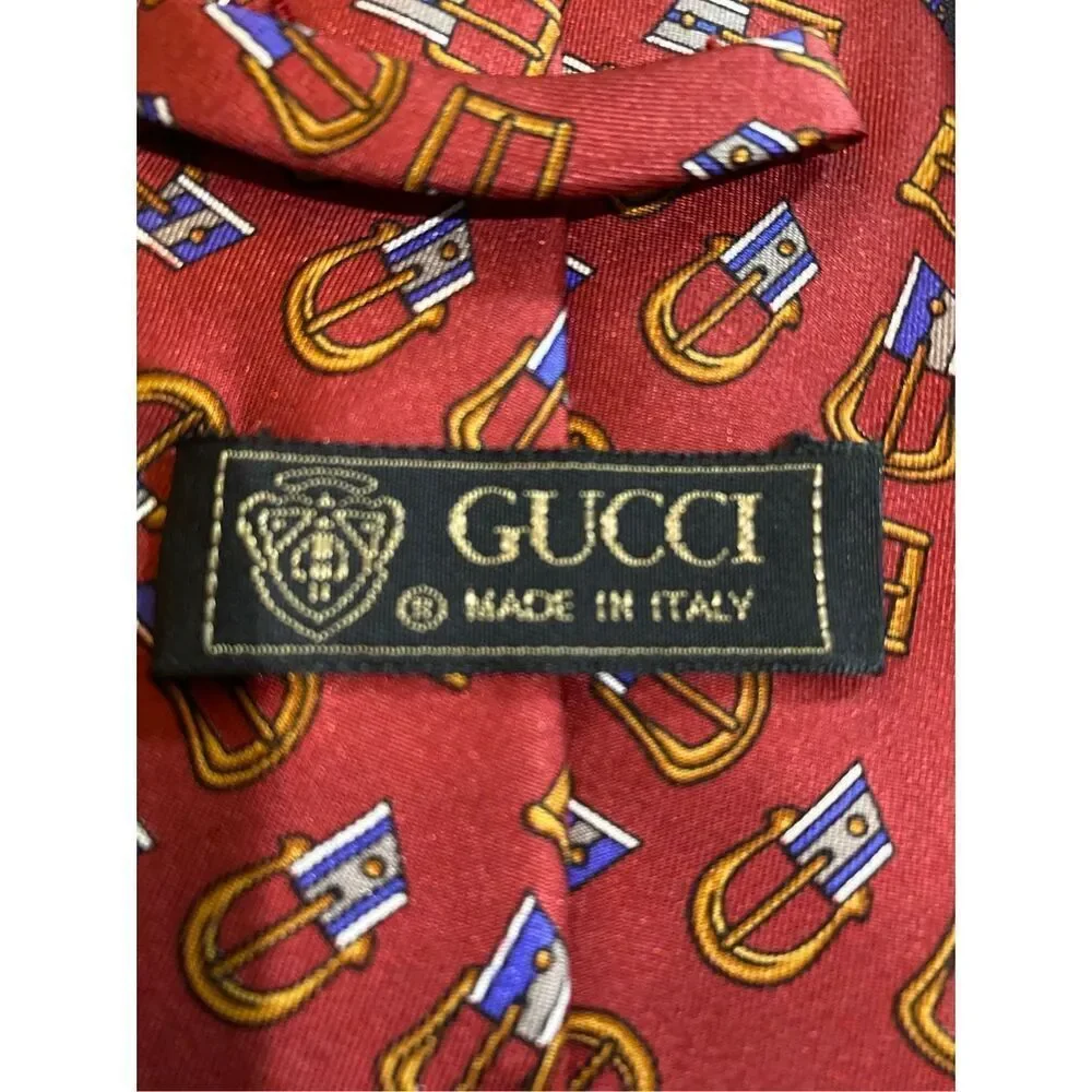 Gucci men’s vintage birthday silk belt logo pattern, print tie 57